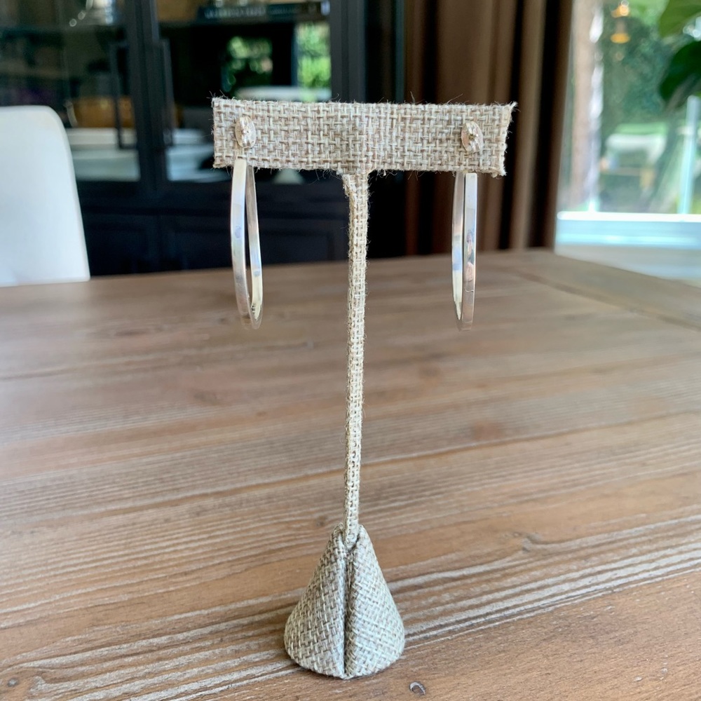 Basic Plain Sterling Silver Circle Hoop Post Stud… - image 3